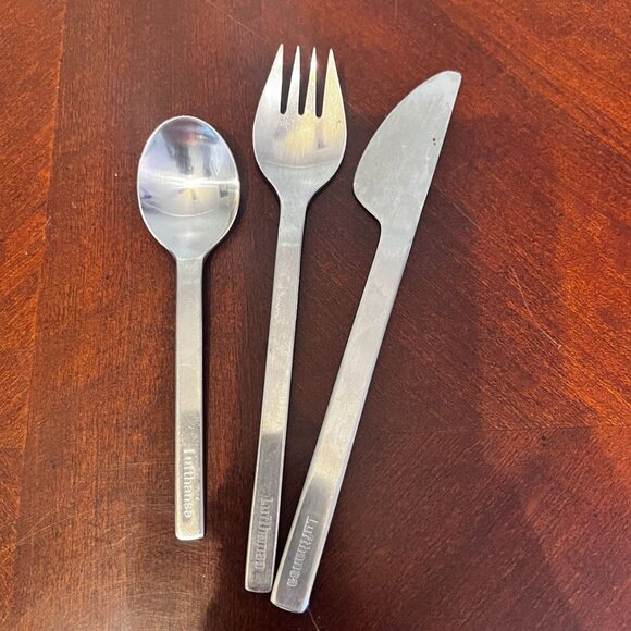 Lufthansa Other - Vintage Lufthansa Stainless Steel Fork Knife & Spoon Set By Hepp 1979